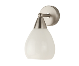Wandlamp wandstraler up/down mat nikkel met opaal kapje Druppel nr 7Ws-112.00