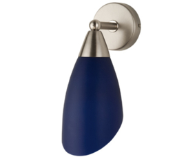 Wandlamp wandstraler up/down mat nikkel retro blauw kapje Schepje 8,5 nr 7Ws-235.33