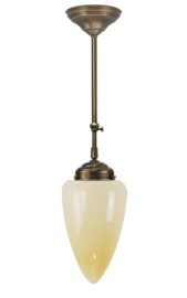Schuifstang kort H 66-89 oud messing met glazen bol Traan champagne 18cm 4Sk1-293.50