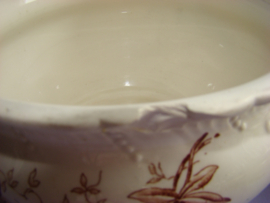 Creme po of  pispot met afbeeldingen van passiebloemen.
