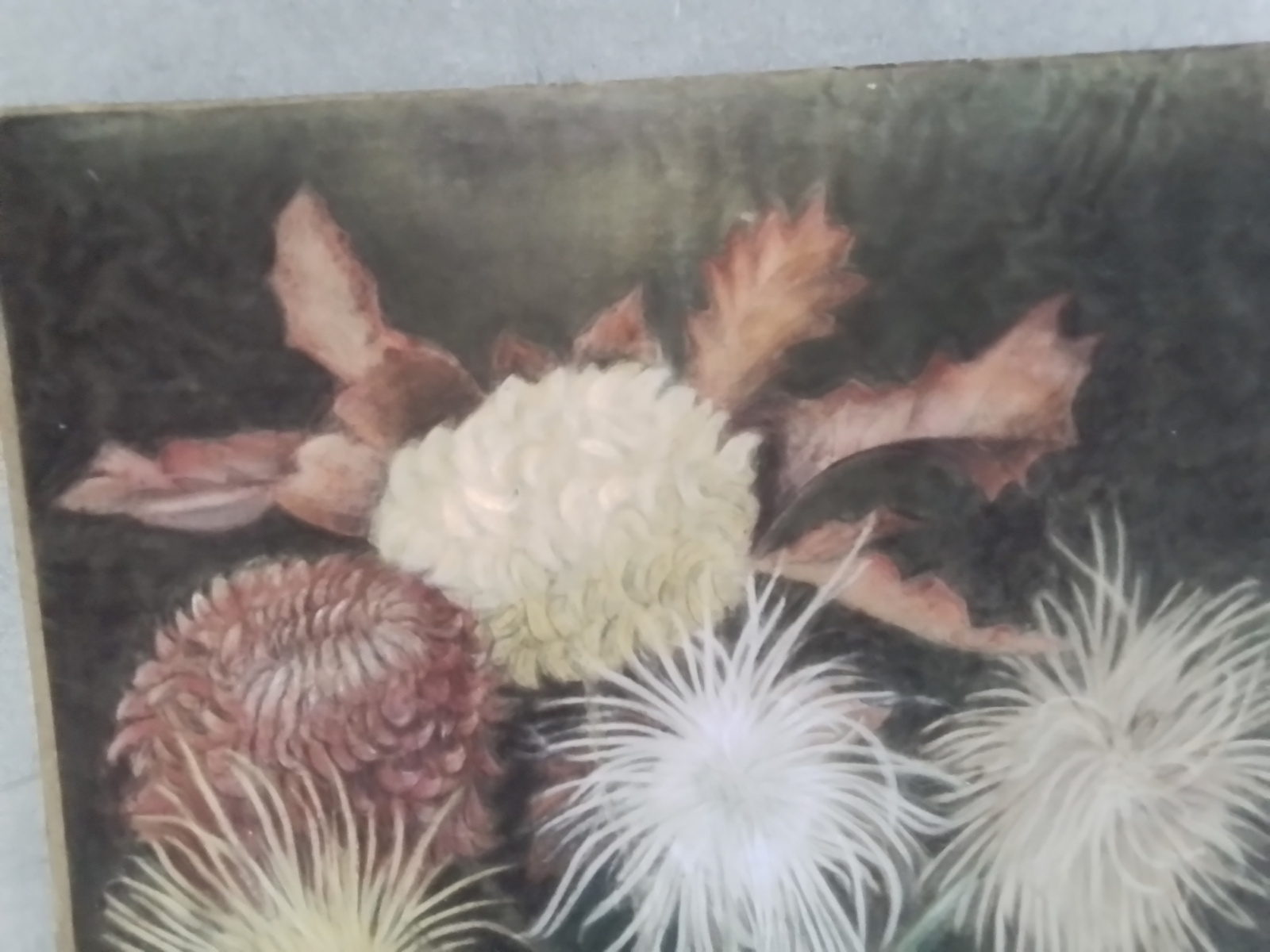 Schilderij gemberpot  met chrysanten.
