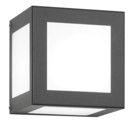 Edelstaal antraciet gecoate wandlamp met opaal glas 1xE27 IP44 h-16cm br-16cm nr 61