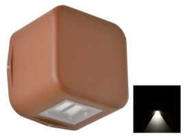 Buitenlamp wand serie Kubs 1 zijde 4W LED roestbruin nr 404.0014/1