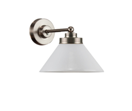 Wandlamp wand mini mat nikkel met opaal kapje model Dakkap nr 7WM-20.00