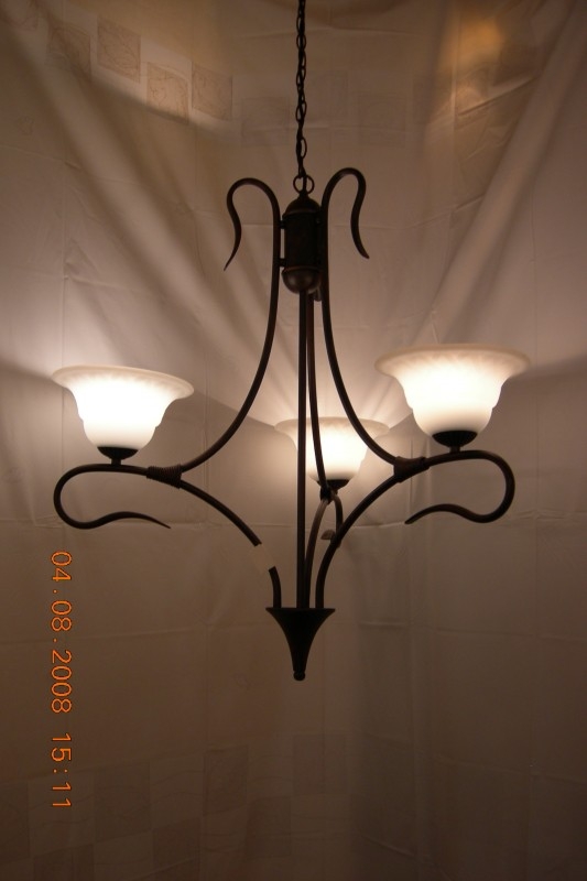 Bronskleurige hanglamp 3-lichts met bewerkte kappen nr:20373/3