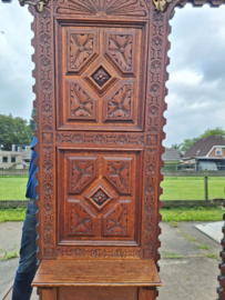 Antieke mechelse kapstok omstreeks 1900 eiken met messing beslag nr K202422
