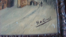 Winterlandschap gesigneerd H. de Greef.