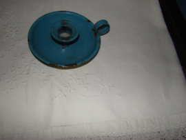 Blauw emaille blaker.     Verkocht