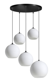 Hanglamp videlamp Orb zwart glazen opaal  d-2x20-2x25-30 5xE27 nr 05-HL4268-3067
