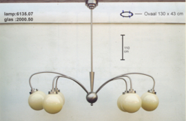 Ovale kroon lampmaat L-130cm br-43cm h-110cm met champ bol nr 6135.07
