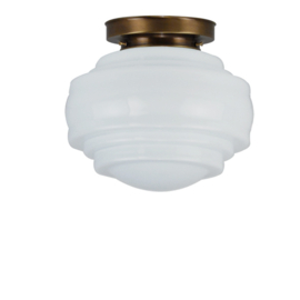 Plafonniere glas Americano opaal met oud messing ophanging nr 4P1-399.00