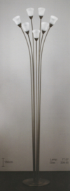 Vloerlamp 7-spriet h-186 mat nikkel met opaal witte kelkkapjes nr 77.07