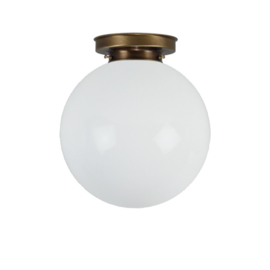 Plafonniere glazen bol Bol 30cm opaal met oud messing ophanging nr 4P1-3000.00