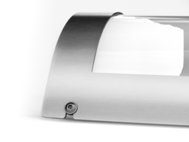 Edelstaal buitenlamp wand staalkleur bewegingssensor H-28 IP44 LED nr: 29/3/LED/BM