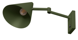 Wandlamp model Marvis groen draaiarm metalen kap d18,5cm nr 05-WL1348-33