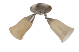 Combinatie 2-L plafondspot mat nikkel met kapjes klok 11,5cm licht marmer nr 7Sp2-514.60