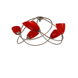 Plafonnière kroon dia-85cm h-46cm met super schepglas diep rood nr 7P5-2235.88
