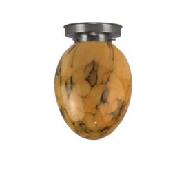 Plafonniere glazen bol Ei 21cm gemarmerd met mat nikkel ophanging nr 7P1-161.60