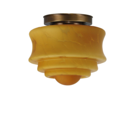 Plafonniere glas beatrix deco marmer met oud messing ophanging nr 4P1-282.70