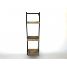 wandrek 3-planken 3cm dik mangohout br30cm donker metalen frame nr 3098
