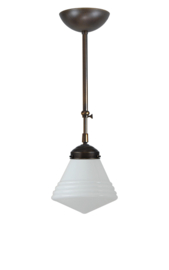 Schuifstang kort H 55-78 brons met glazen bol Philips opaal 20cm 3Sr1-321.00