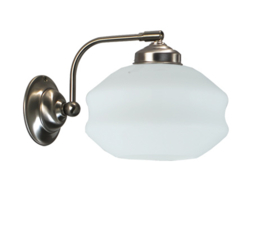 Wandlamp mat nikkel wandhaaks met Roof kap 19 opaal nr 7Wh-450.00