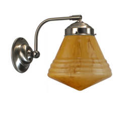 Wandlamp mat nikkel wandhaaks  met schoolbol 20 donker marmer nr 7Wh-321.20