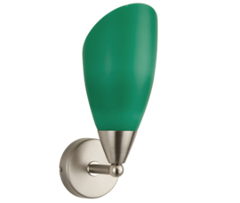 Wandlamp wandstraler up/down mat nikkel retro groen kapje Schepje 8,5 nr 7Ws-235.32