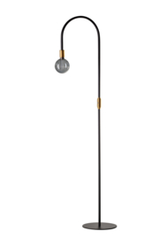 Pike vloerlamp 1x E27 zwart/messing aan/uit nr 05-VL8135-30