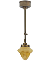 Schuifstang kort H 52-75 oud messing met glazen bol Oliepot licht marmer 17cm 4Sb1-165.60