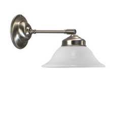 Wandlamp mat nikkel wandpijpje met hoedkap 20 opaal nr 7Wp-520.00