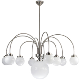 Kroonluchter The Arch 10-L d-136cm mat nikkel met glazen Bollen opaal nr 7Bt10-Bol