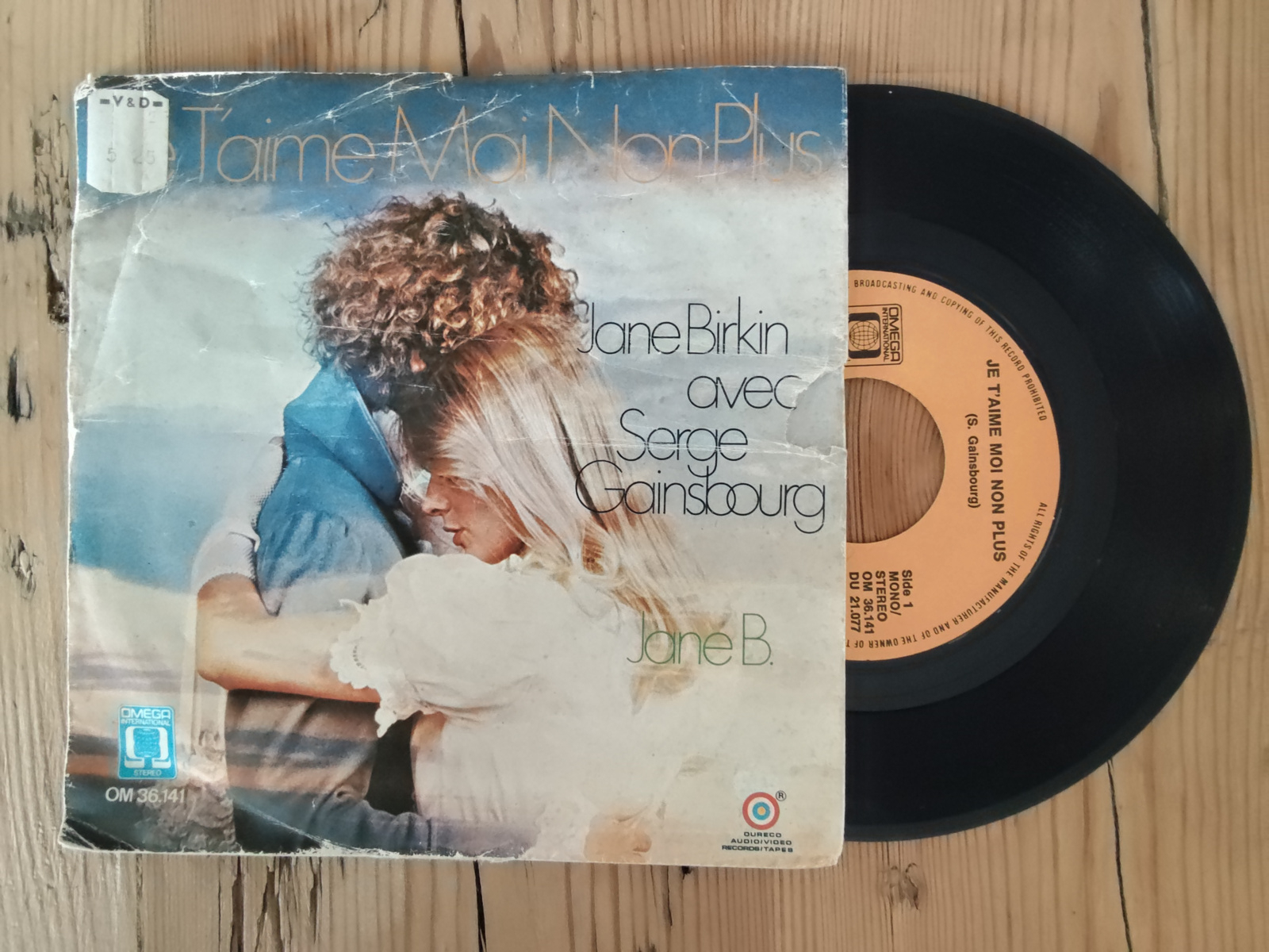 Jane Birkin avec Serge Gainsbourg met Je t'aime moi non plus 1976 Single nr S20256661