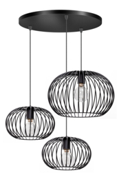 Hanglamp Wire Trio bol 2x30cm 1x40cm zwart snoer 90cm 3xE27 nr 05-HL4415-30