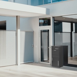 Staande brievenbus met pakketvak en apart brievenvak h-112cm antraciet coating nr 9046