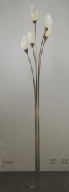Vloerlamp 5 sprieten h-186 antiek gevlekt met groot champ. schepglas nr 74.08