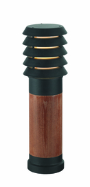 Buitenlamp staand serie rond Selham h-49cm hout zwart E27 5jr garantie nr 3277