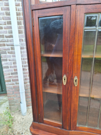 Originele Deense Jugendstil vitrine facet in messing mahonie h-210cm 1910 nr K202430