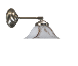 Wandlamp mat nikkel wandpijpje met hoedkap 20 wit marmer nr 7Wp-520.10