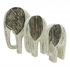 Handgemaakte houten olifant white wash 30cm groot nr 5917