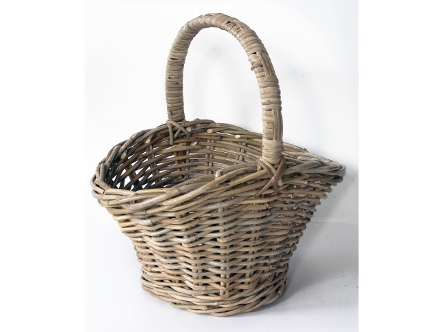 Handgevlochten traditionele plukmand grijs natural 45x35x25cm nr 900673