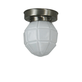 Plafonniere glazen bol Granaat opaal met mat nikkel ophanging nr 7P1-136.00