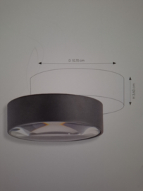 Antraciet gecoate aluminium buitenlamp plafondlamp of wandlamp d-10,7cm 6W nr 9038