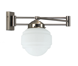 Wandlamp mat nikkel wandschaar met bol Sonate 15 opaal nr 7Ws-477.00