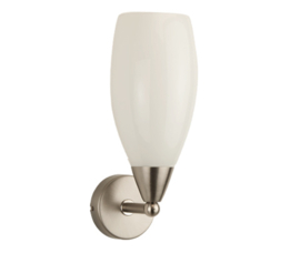 Wandlamp wandstraler up/down mat nikkel met opaal kapje Kelkje 9,5 nr 7Ws-6427.00