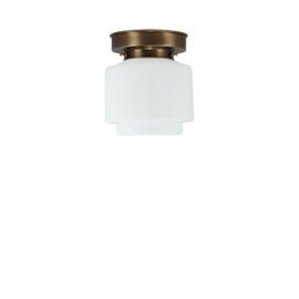 Plafonniere glazen bol Stop 15cm opaal met oud messing ophanging nr 4P1-463.00