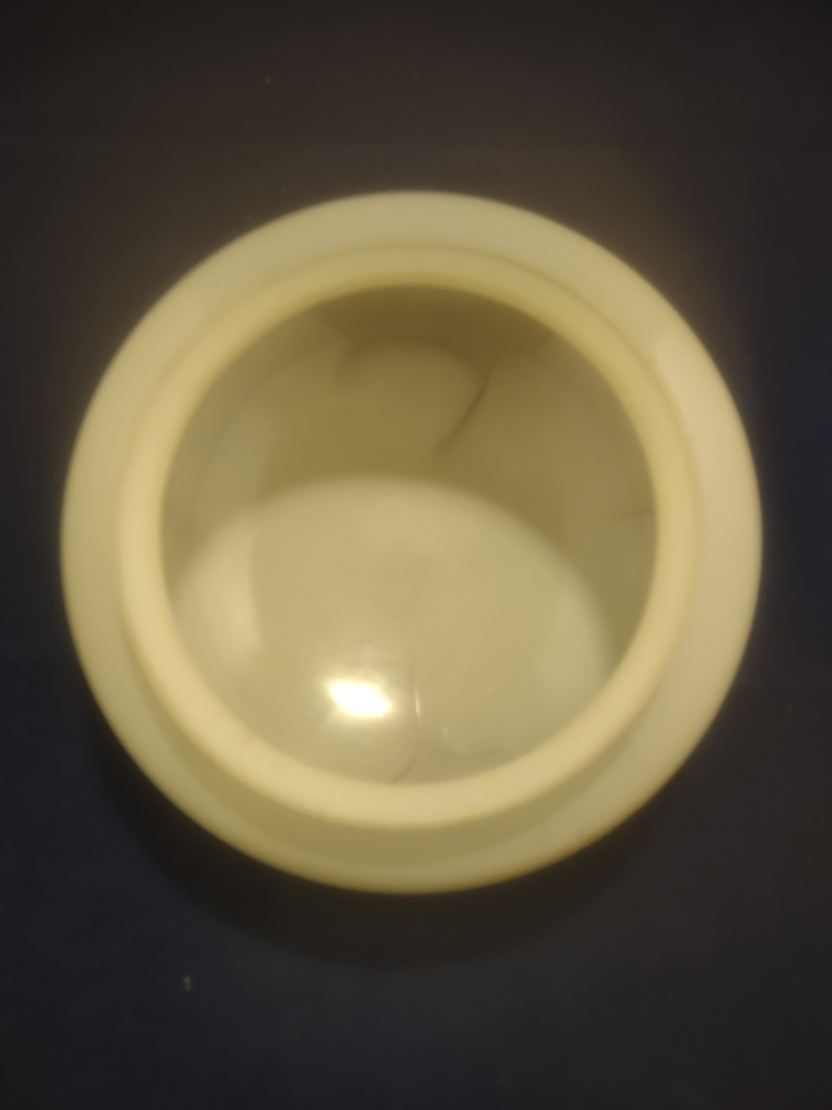 Oude plafonniere bol zacht geel gouden strepen en bruine marmering D19,5cm oud-G47
