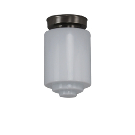 Plafonniere retro glazen bol nr 1522 met mat nikkel ophanging nr 7P1-1522.00