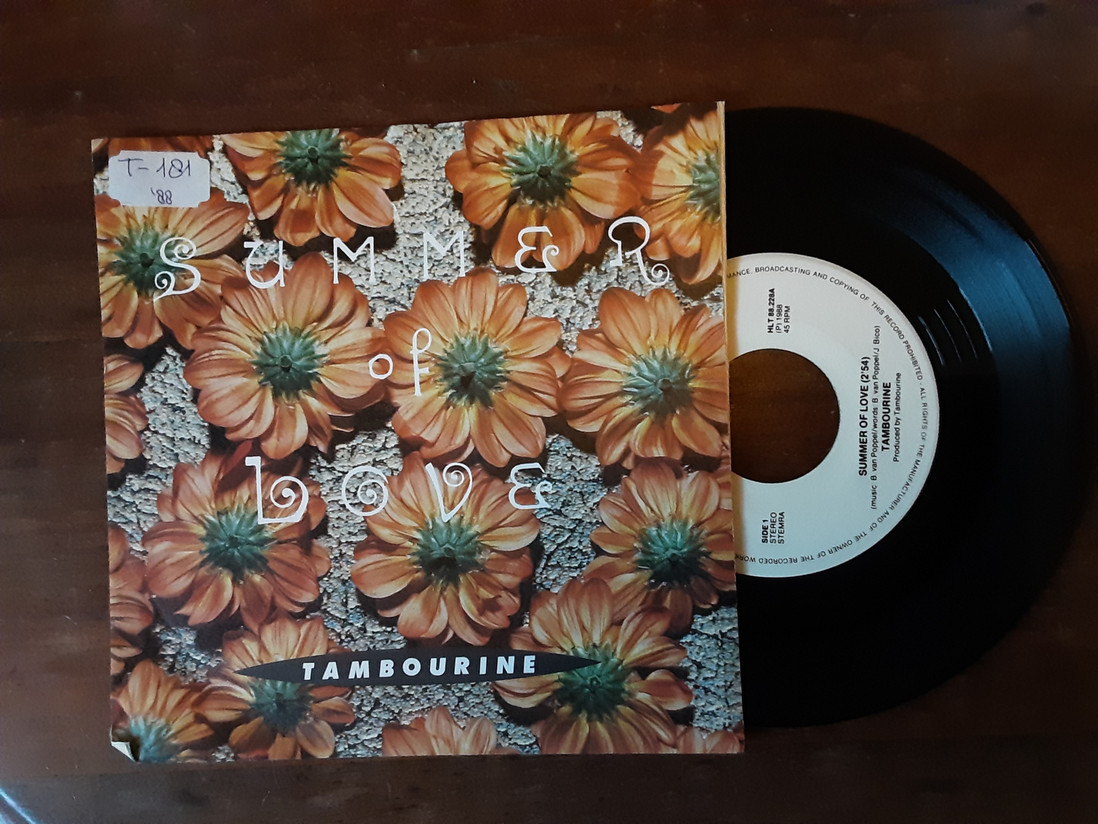 Tambourine met Summer of love 1988 Single nr S20234123
