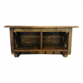 Wandrek oud hout met kruis kopse kant ruw uitgevoerd nr 3053